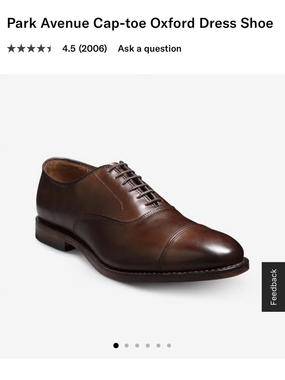 Avenue Men’s Brown Cap-Toe Oxford Leather Dress Shoe